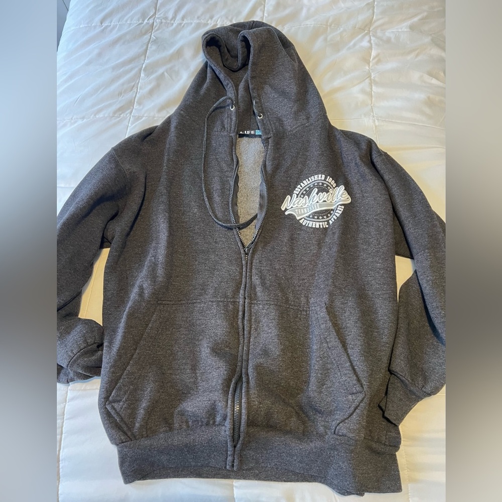 Nashville Tennessee Zip Up Gray Sweatshirt